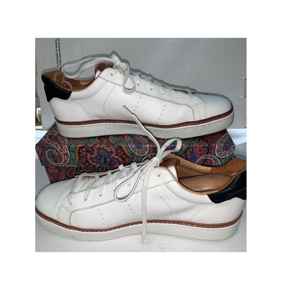 Allen Edmonds Courtside White Leather Sneakers Mens 11 D Low Top 4639